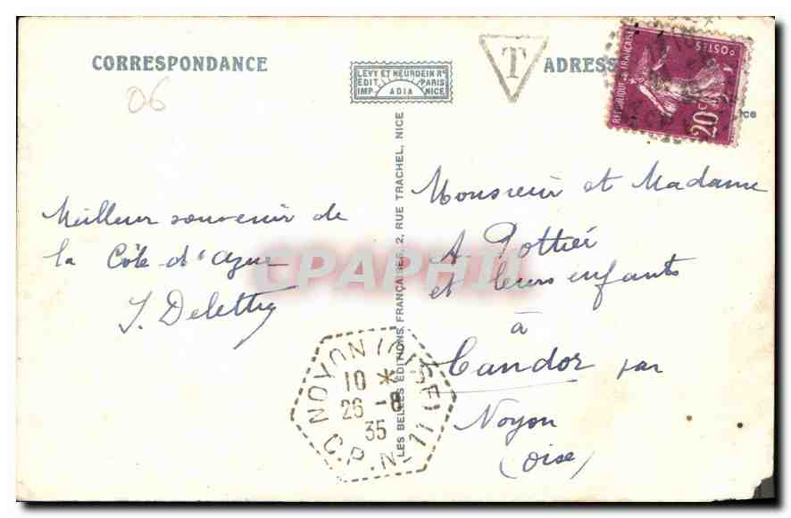 CPA Cannes Le Mont Chevalier et les Iles  — Rückseite