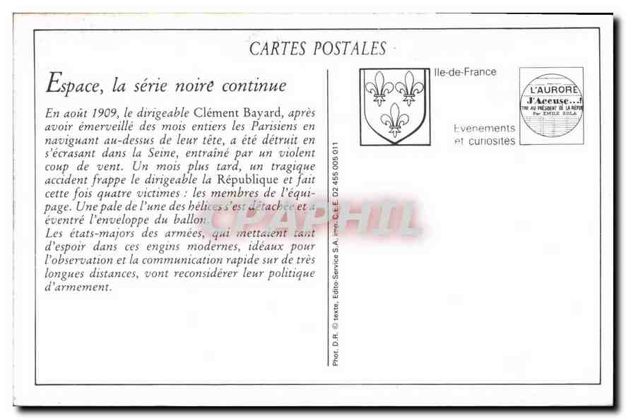 Calastrophe du Dirigeable "République", le 25 septembre 1909 — Funérailles des victimes à Versailles — Transport des corps à la cathédrale — C. M. — Reverso