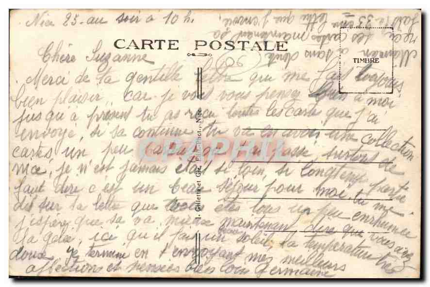 CPA Cote d'Azur a Vol d'aeroplane de Nice a Menton  — Rückseite