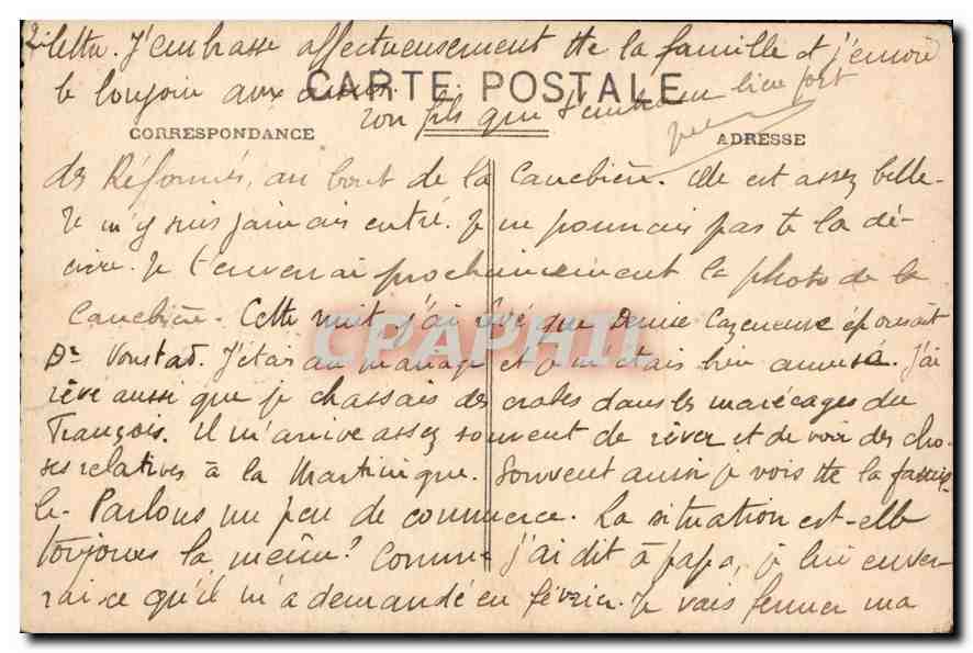 CPA Marseille l'Eglise des Reformes Church les Reformes  — Verso