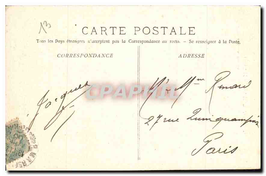 CPA Marseille N D de la Garde  — Rückseite