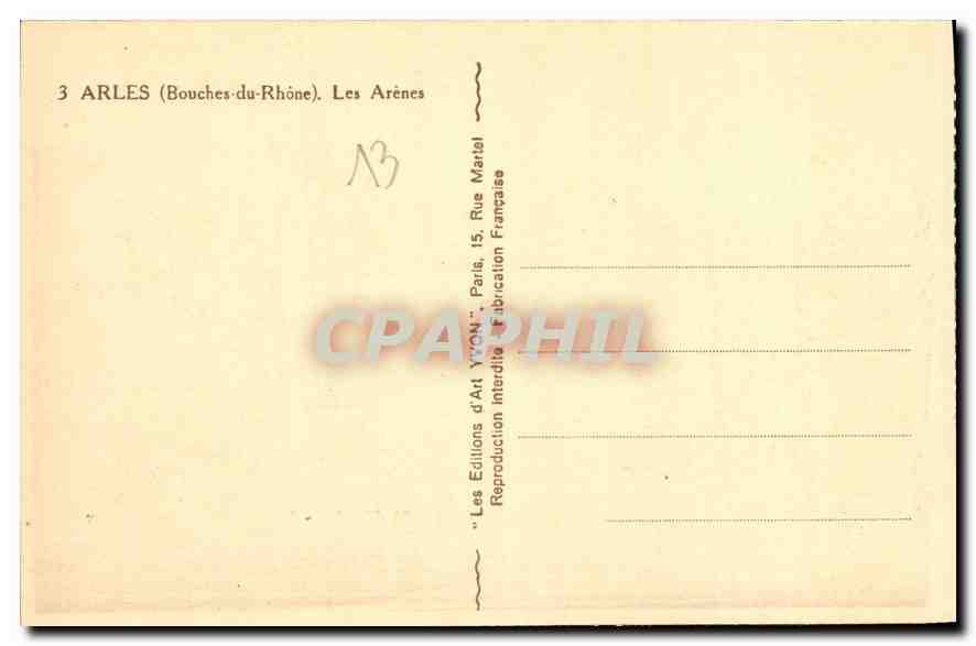 CPA Arles Bouches du Rhone les Arenes  — Verso