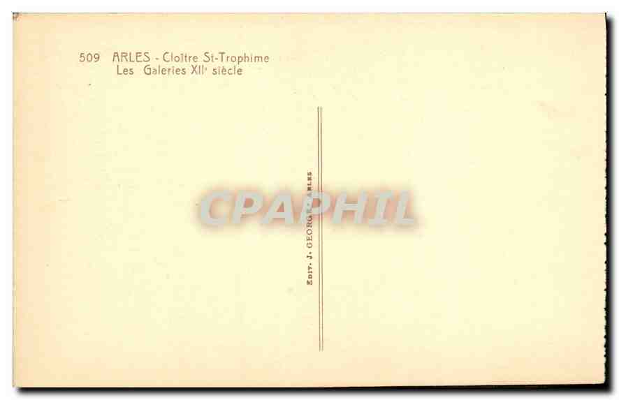 CPA Arles Cloitre St Trophime les Galeries XII siecle  — Rückseite