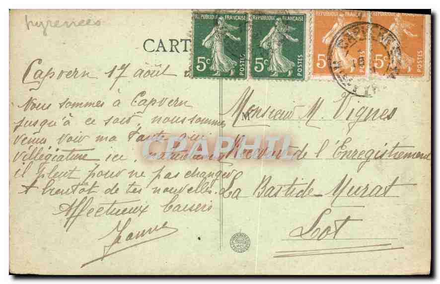 CPA Lourdes ? Capvern ? — Rückseite