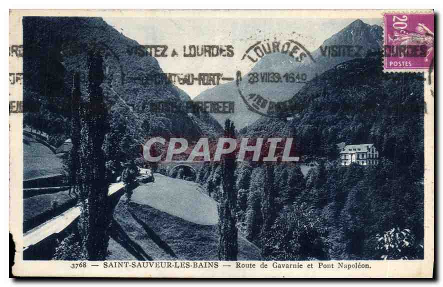 CPA Saint Sauveur les Bains Route de Gavarnie et Pont Napoleon 