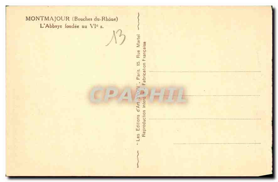CPA Montmajour Bouches du Rhone l'Abbaye fondee au VI siecle  — Verso