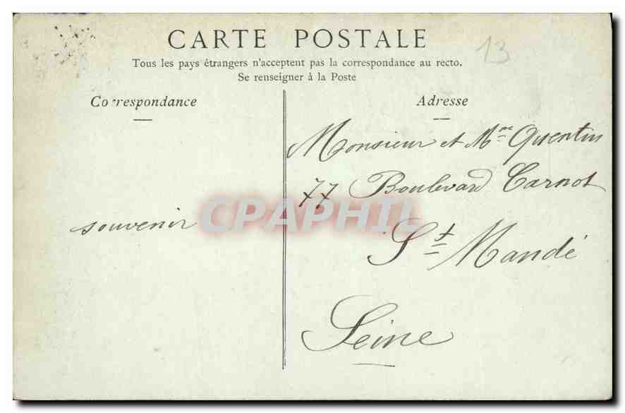 CPA Marseille Le Parc du Chateau Borely  — Verso