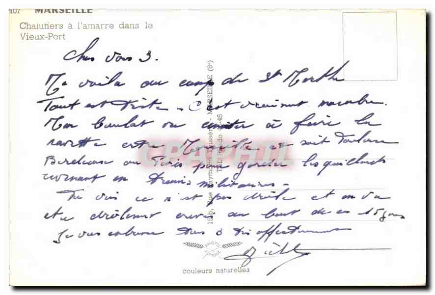 Chalutiers à l'amarre dans le Vieux-Port — Marseille — éditeur CPAPHIL n°107 — Verso
