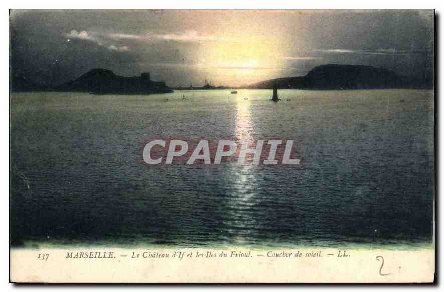 CPA Marseille le Chateau d'If et les Iles du Frioul Coucher de soleil 