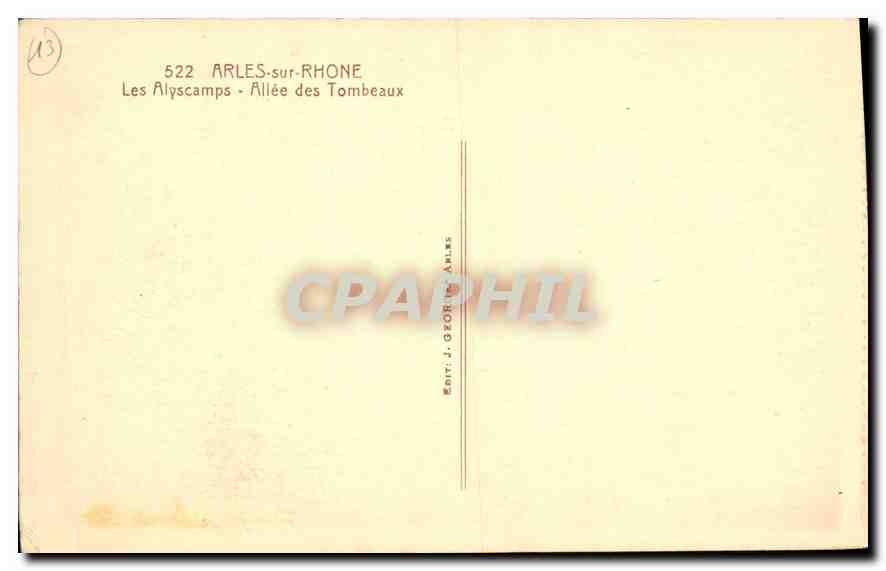 CPA Arles sur Phone Les Alyscamps Allee des Tombeaux  — Verso