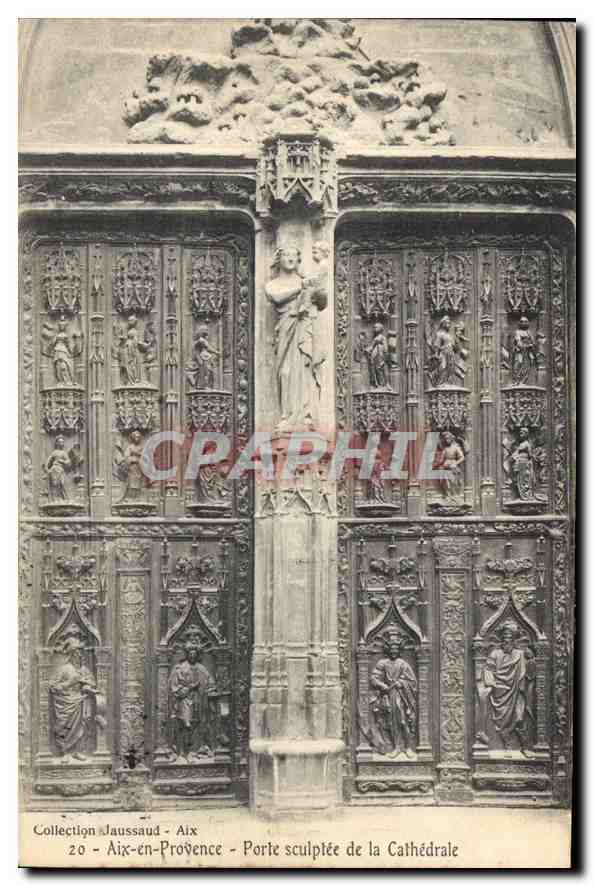 Geschnitzte Pforte der Kathedrale — Aix-en-Provence — Sammlung Jaussaud