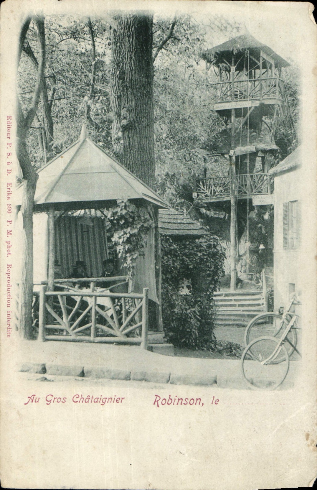 CPA Au Gros Chataignier Robinson Velo cycle