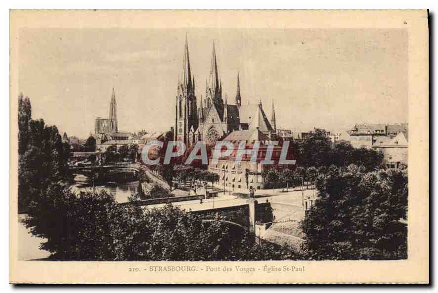 CPA Strasbourg Pont des Vosges Eglise St Paul 