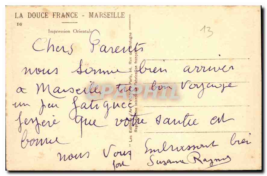 CPA La Douce France Marseille Impression Orientale  — Verso