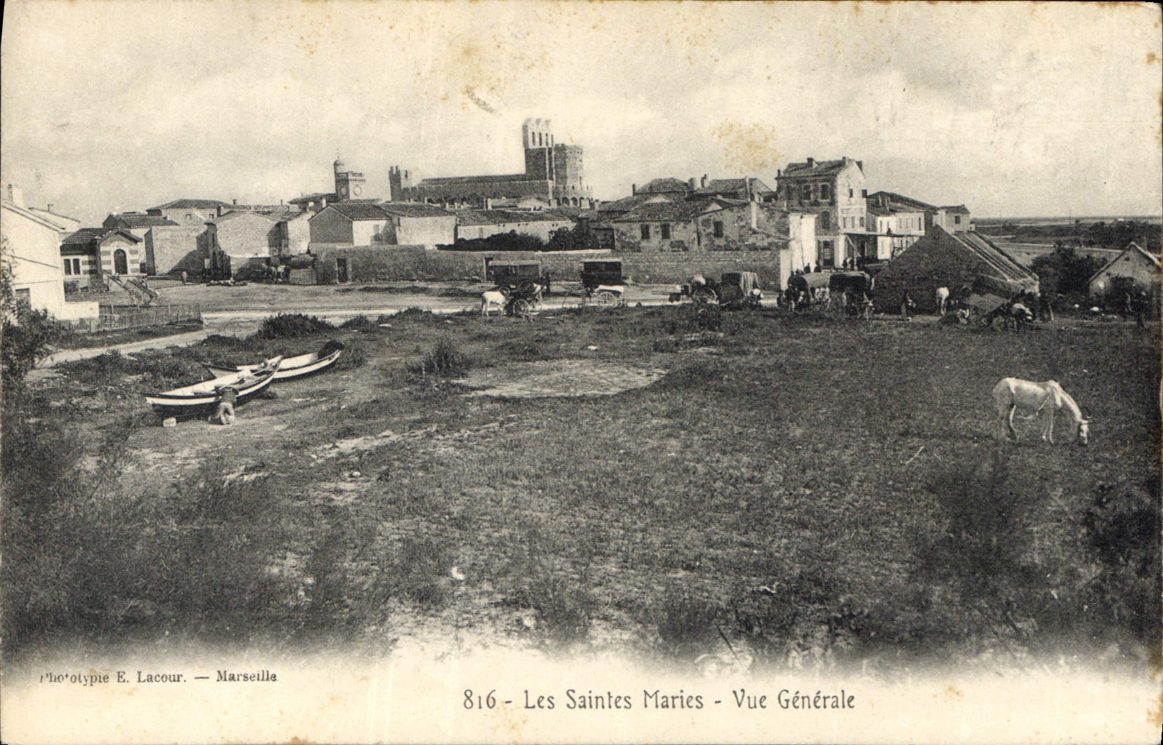 Les Saintes Maries - Vista General — Fototipia E. Lacour — Marsella, n°816 - Anverso