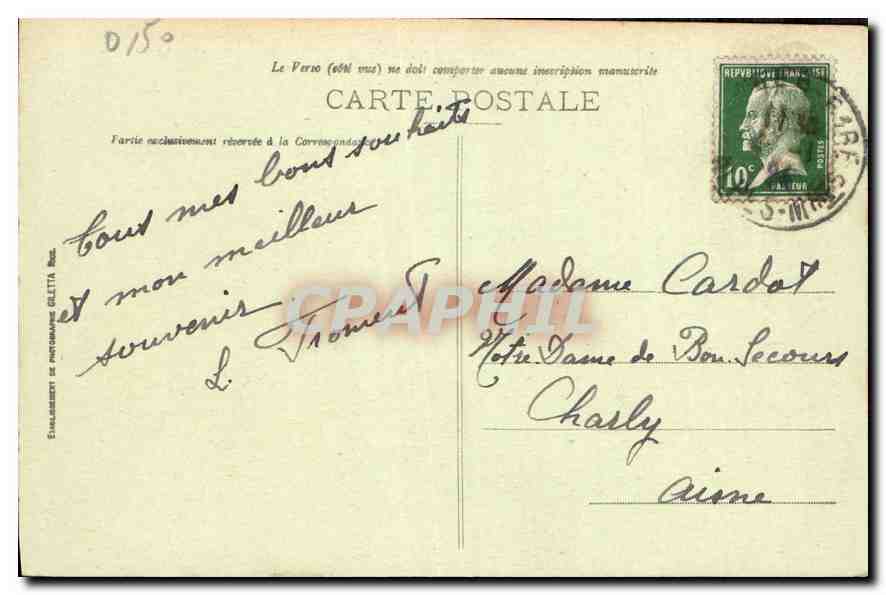 CANNES - Façade, Casino Municipal — Édition Gillette, n° 493 — Verso