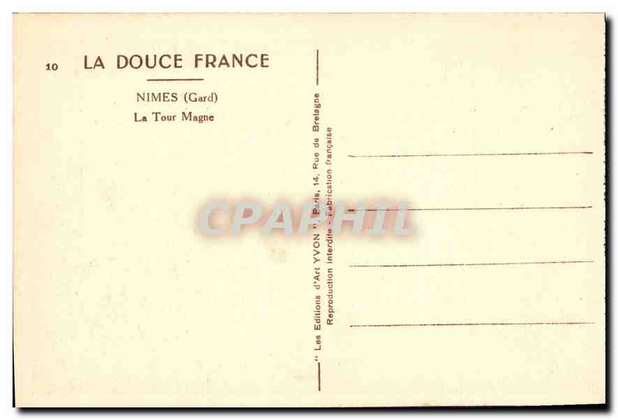 CPA La Douce France Nimes Gard La Tour Magne  — Rückseite