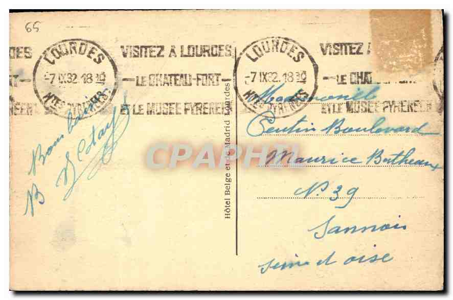 CPA Lourdes La Basilique  — Verso