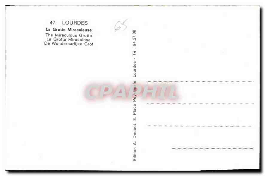 CPA Lourdes la Grotte Miraculeuse  — Verso