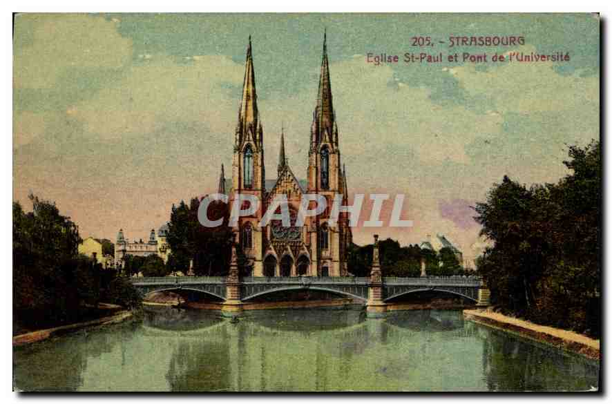 CPA Strasbourg Eglise St Paul et Pont de l'Universite 