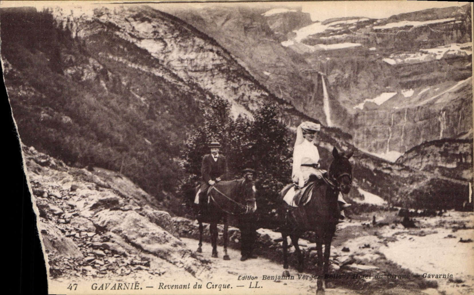 CPA Gavarnie Revenant du Cirque Ane Mule