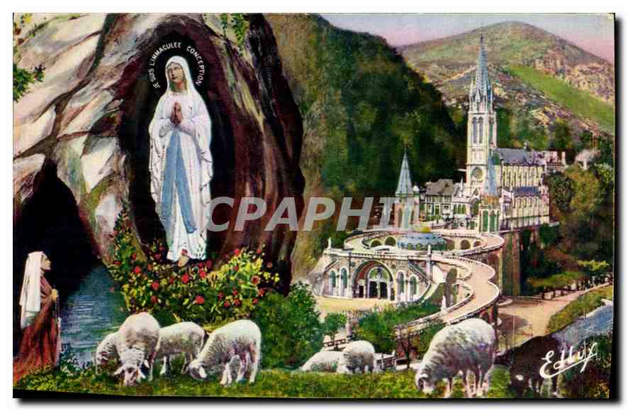CPA Lourdes la Basilique et l'Apparition 