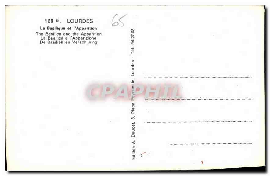 CPA Lourdes la Basilique et l'Apparition  — Verso