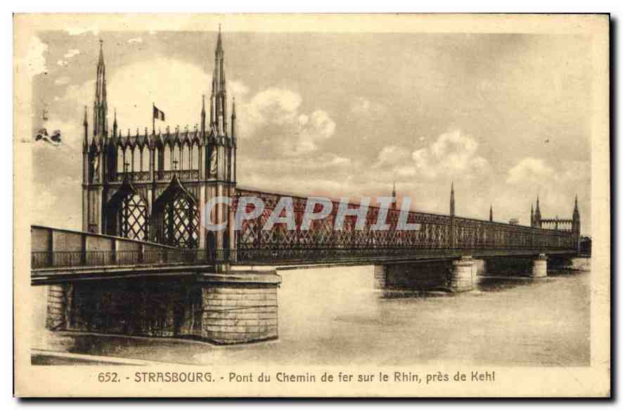 CPA Strasbourg Pont du Chemin de fer sur le Rhin pres de Kehl 