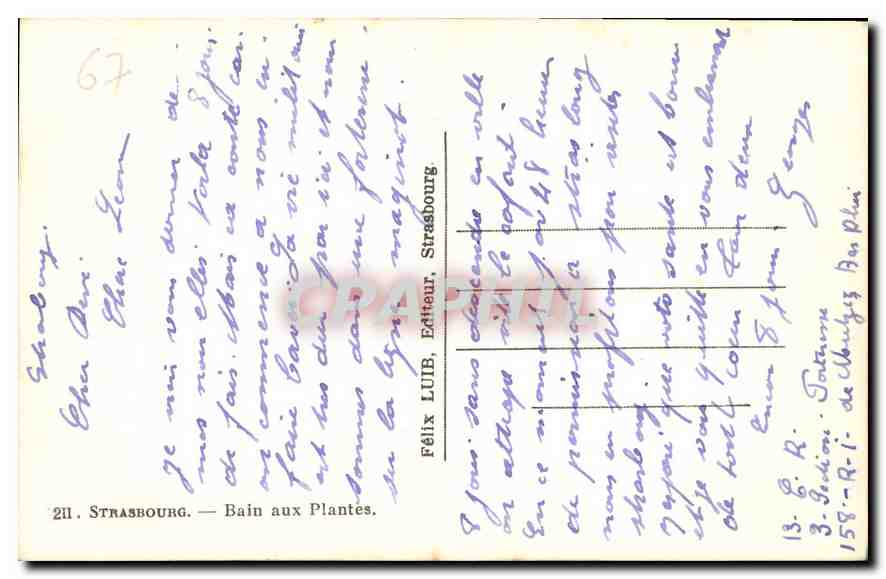 CPA Strasbourg Bain aux Plantes  — Rückseite