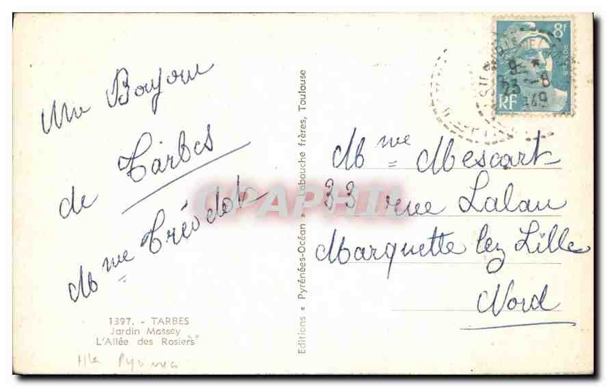 Allée des Rosiers — Tarbes — Éditions Jardin Motsey — Rückseite