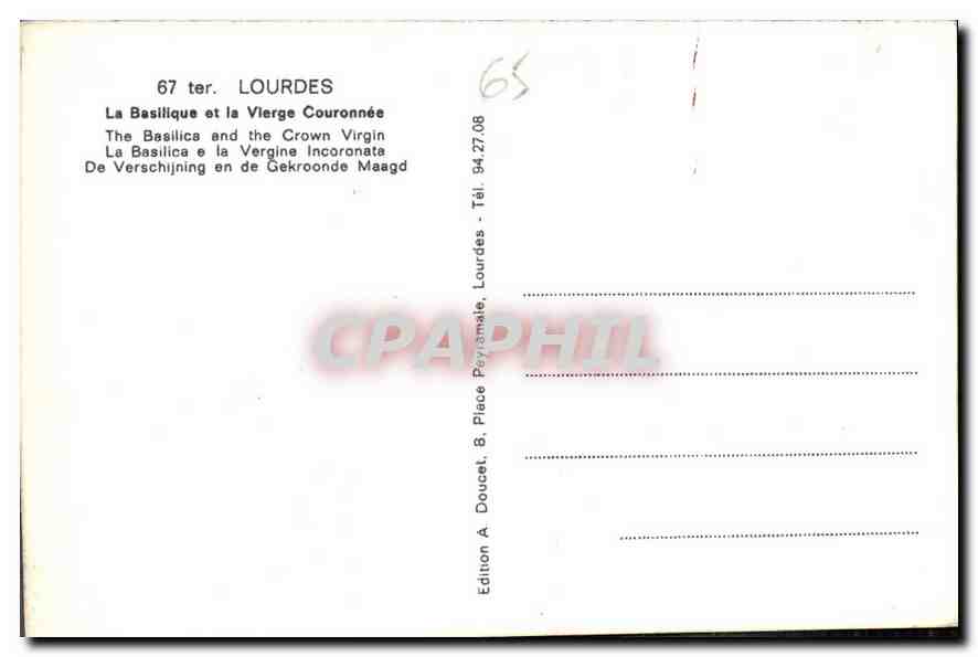 CPA Lourdes La Basilique et la Vierge Couronnee  — Verso