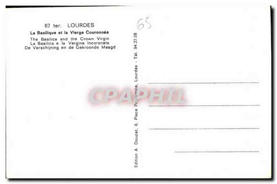 CPA Lourdes La Basilique et la Vierge Couronnee  — Verso