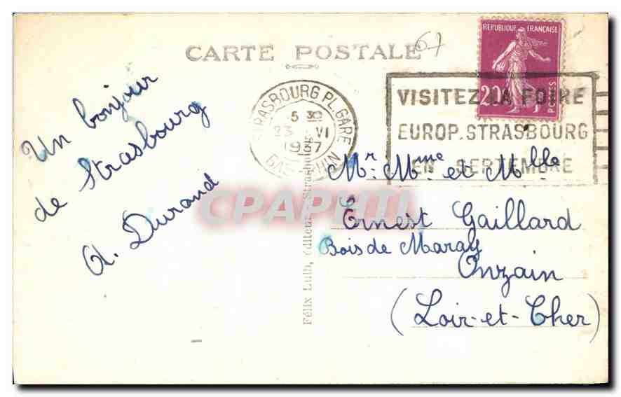 CPA Strasbourg Eglise Saint Paul et Cathedrale  — Rückseite