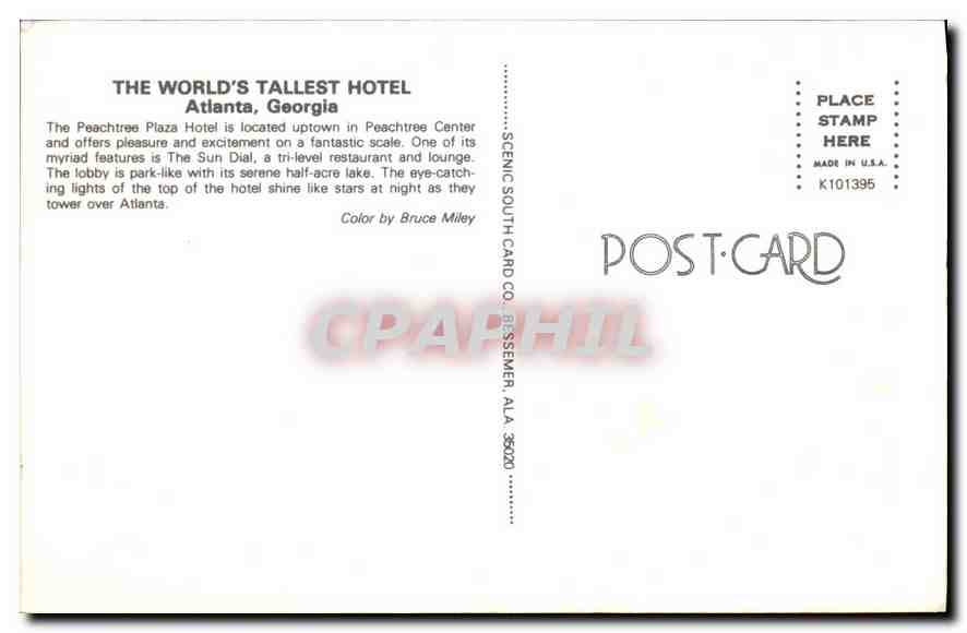 CPA The world's tallest hotel Atlanta Georgia  — Back
