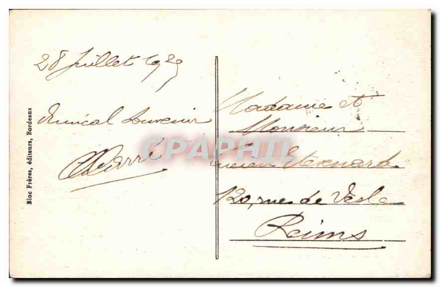 CPA Bordeaux Le Monument des Girondins  — Verso