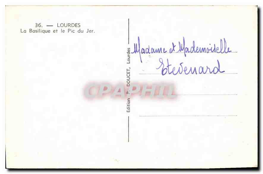 CPA Lourdes La Basilique et le Pic du Jer  — Verso