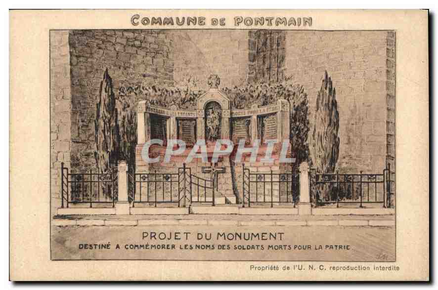 Commune de Pontmain — Projet du monument destiné à commémorer les noms des soldats morts pour la patrie — U.N.C.