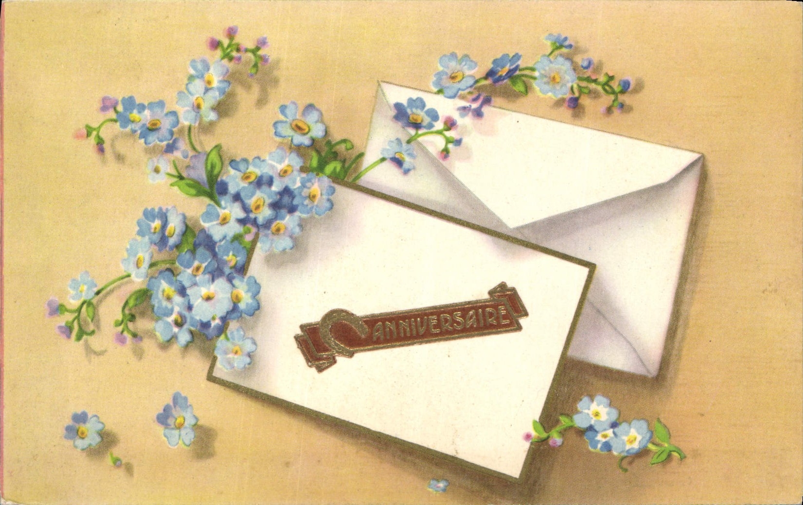 CPA Anniversaire Fleurs