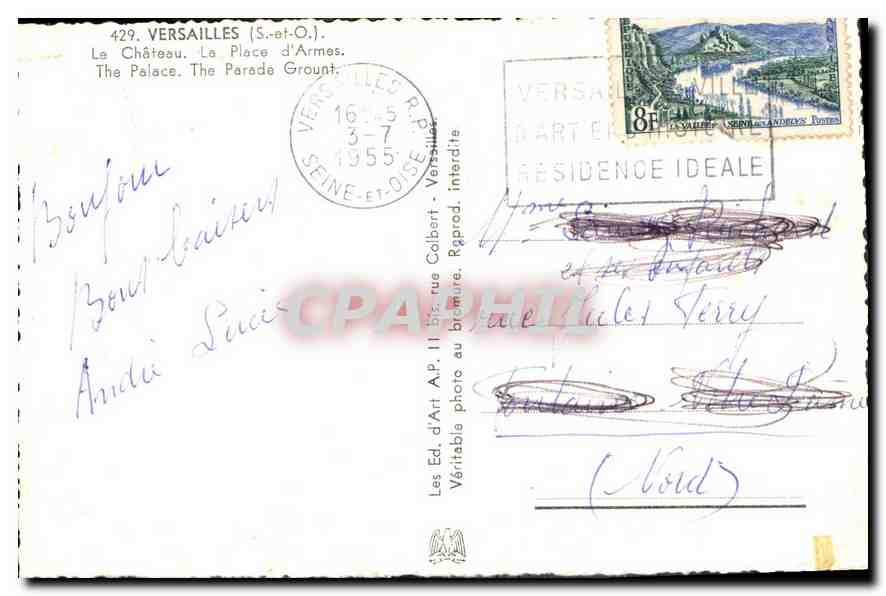 Versailles — Le Château. La Place d'Armes — Les Ed. d'Art, n°429 — Verso