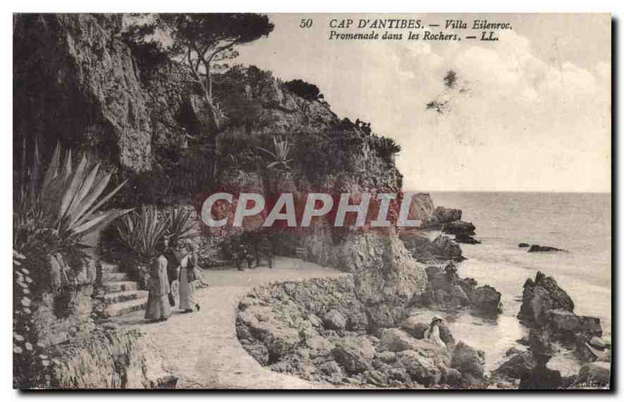 CPA Cap d'Antibes villa Eienroc promenade dans les Rochers 