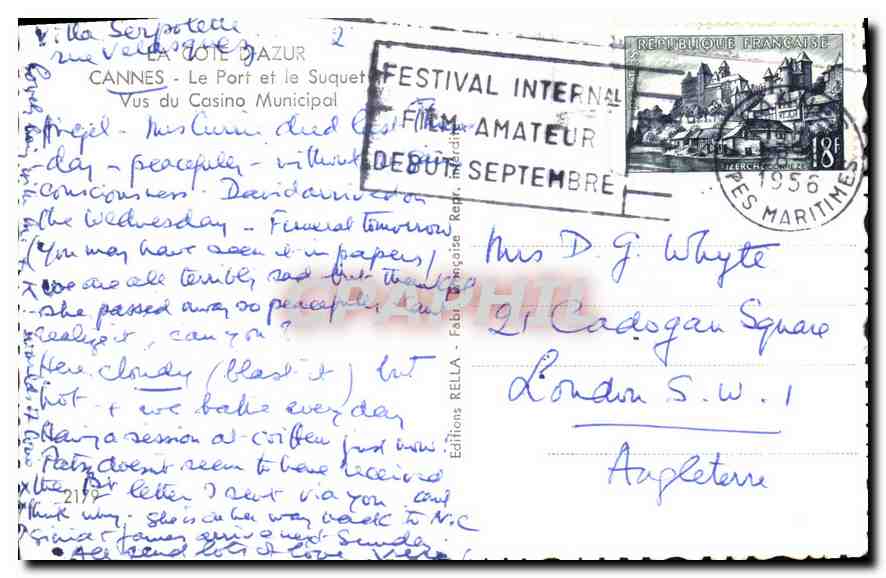 Cannes — Le Port et le Casino Municipal — Editions Rella, n°2179 — Rückseite