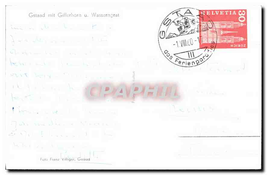 CPA Gstaad mit Gifirharn Wasserngrat  — Rückseite