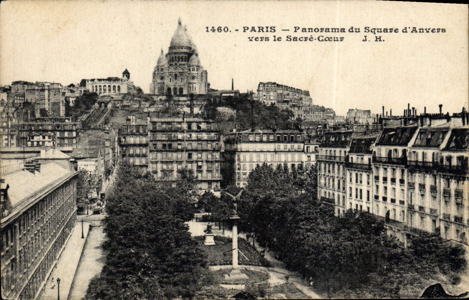 Paris — Panorama du Square d'Anvers vers le Sacré-Cœur — J.H. — n° 1460