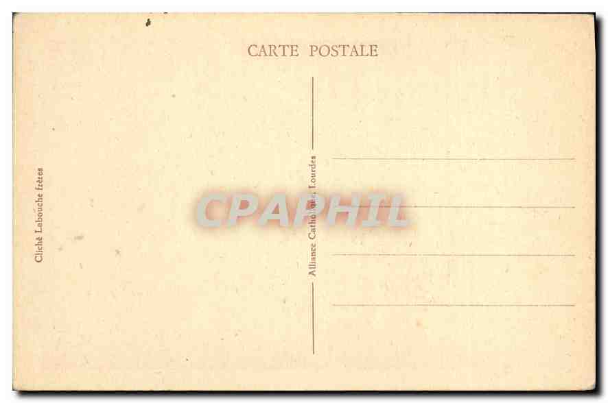 CPA Lourdes vue plongesur la Basilique  — Verso