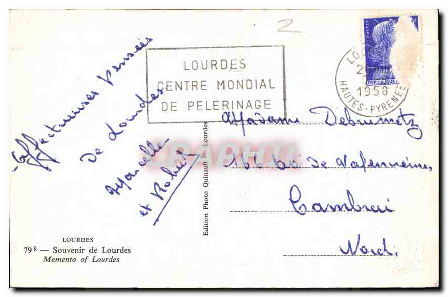 CPA Lourdes Souvenir de Lourdes  — Verso
