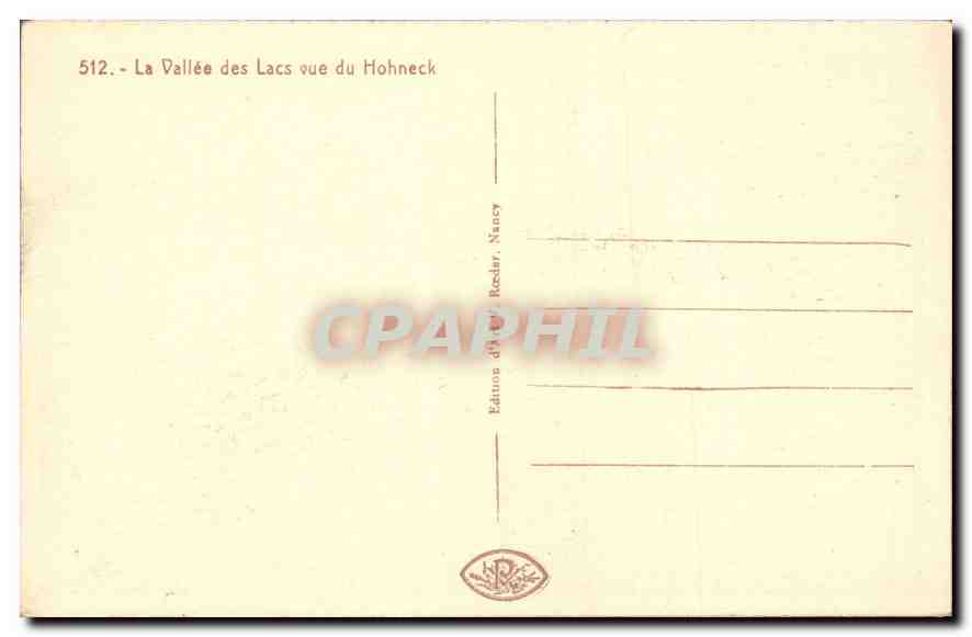 CPA La Vallee des Lacs vue du Hohneck  — Rückseite