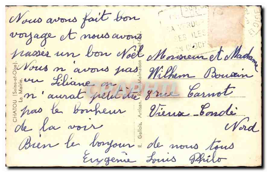 CPA Chatou Seine et Oise La Mairie  — Back
