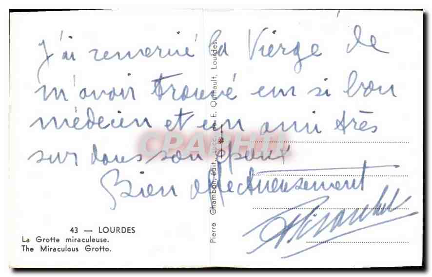 CPA Lourdes La Grotte miraculeuse  — Verso