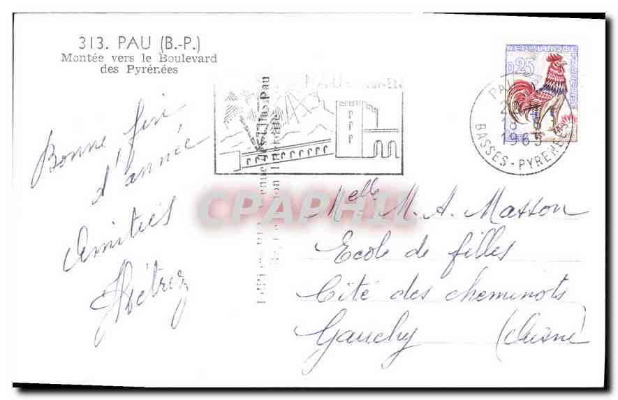 CPA Pau B P Montee vers le Boulevard des Pyrenees  — Rückseite