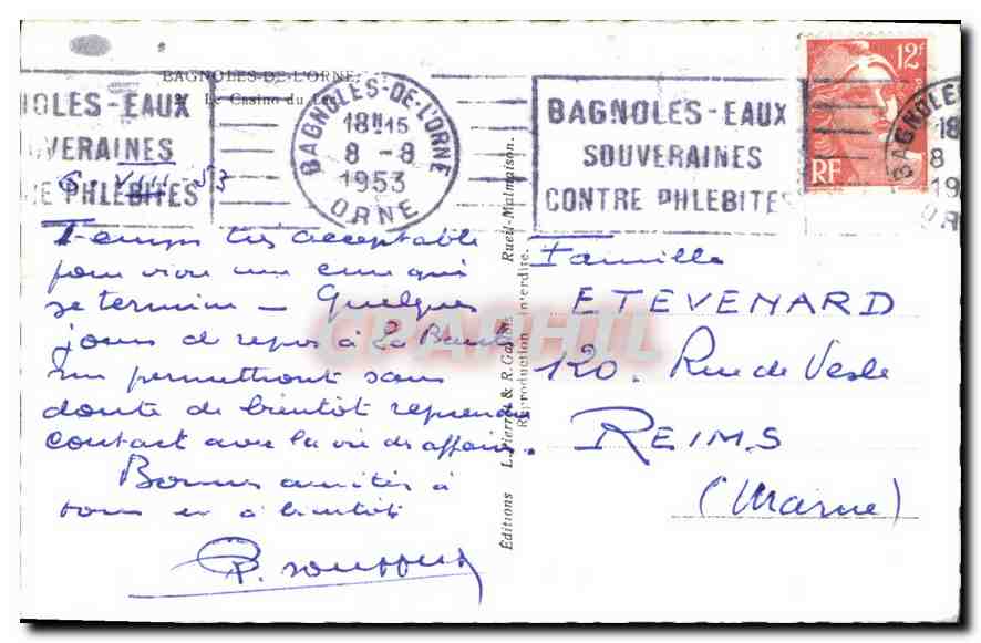CPA Bagnoles de l'Orne Le Casino du Lac  — Rückseite